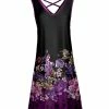 Lily | Black & Purple Floral Sleeveless V-Neck Short Dress - Women