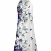 Lily | White & Blue Floral Yoke Dress - Women
