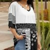Lily | Black & White Floral Color Block Layer-Sleeve Tunic - Women
