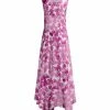 Lily | Pink & White Leaf Sleeveless Handkerchief Maxi Dress - Women