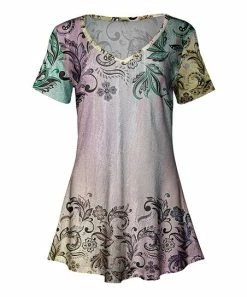Lily | Pastel Floral Short-Sleeve V-Neck Tunic - Women