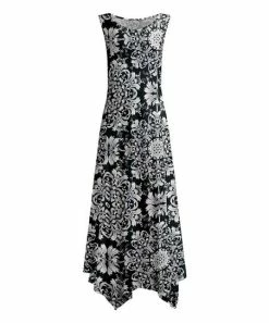 Lily | Black & White Abstract Asymmetrical-Hem Maxi Dress - Women