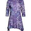 Lily | Lavender & Purple Leaf Three-Quarter Sleeve Sidetail Tunic - Women