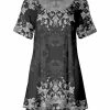 Lily | Gray & Silver Damask Short-Sleeve Scoop Neck Tunic - Plus