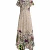 Lily | Beige & Purple Floral Handkerchief Maxi Dress - Women & Plus
