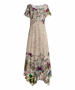 Lily | Beige & Purple Floral Handkerchief Maxi Dress - Women & Plus