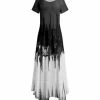Lily | Gray Abstract Short-Sleeve Handkerchief Maxi Dress - Women