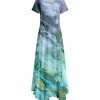 Lily | Lavender Marbled Short-Sleeve Handkerchief Maxi Dress - Plus