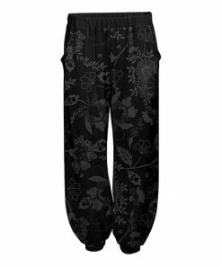 Lily | Black & Gray Floral Pocket Harem Pants - Women