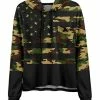 Lily | Black & Olive Camouflage Stars & Stripes Hoodie - Women