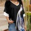 Lily | Black & White Abstract Layered Sleeve V-Neck Tunic - Women