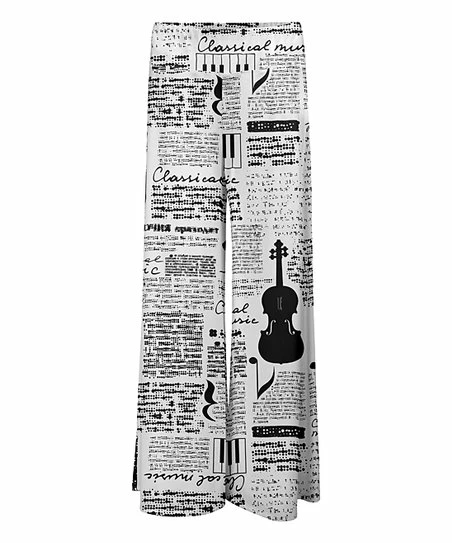 Lily | White & Black 'Classical Music' Abstract Wide-Band Palazzo Pants - Women 1 Lily | White & Black 'Classical Music' Abstract Wide-Band Palazzo Pants - Women