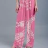 Lily | Pink & White Dragon Palazzo Pants - Women