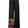 Lily | Orange & Black Abstract Galaxy Wide-Band Palazzo Pants - Plus