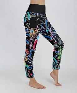 Lily | Black & Jewel-Tone Floral Pocket Leggings - Plus