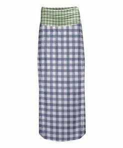 Lily | Blue & Green Gingham Maxi Skirt - Plus