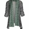 Lily | Gray & Green Abstract Open Cardigan - Plus