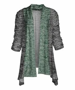 Lily | Gray & Green Abstract Open Cardigan - Plus