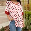 Lily | White & Red Cherry Ruffle-Sleeve V-Neck Tunic - Plus
