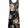 Lily | Black & Rose Floral Scoop Neck Sleeveless Dress - Women