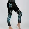 Lily | Black & Blue Floral High-Waist Pocket Leggings - Women
