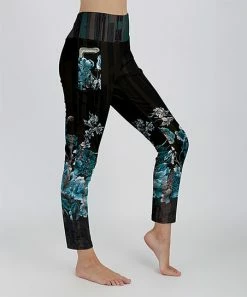 Lily | Black & Blue Floral High-Waist Pocket Leggings - Women