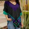Lily | Purple & Teal Chevron Polka Dot Layered-Sleeve Tunic - Women