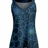 Lily | Navy & Aqua Floral Sleeveless V-Neck Yoke Top - Women
