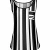 Lily | Black & White Stripe Chest-Pocket Scoop Neck Tank - Women