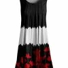 Lily | Black & Red Floral Color Block Pleated Sleeveless Tunic - Women