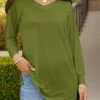 Lily | Olive Long-Sleeve V-Neck Tunic - Plus