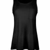 Lily | Black Chest-Pocket Sleeveless Top - Women