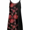 Lily | Black & Red Floral Gathered-Neck Tunic Tank - Women