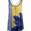 Lily | Blue & Yellow Stripe Flower Sleeveless Tunic - Women
