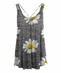 Lily | Gray & White Daisy Sleeveless Tunic - Plus