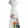 Lily | White & Orange Tie-Waist Maxi Dress - Women