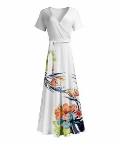Lily | White & Orange Tie-Waist Maxi Dress - Women
