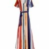 Lily | Orange & Navy Stripe Tie-Waist Maxi Dress - Women