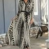 Lily | Black & Cream Abstract Tie-Waist Maxi Shirt Dress - Women & Plus