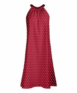 Lily | Red & White Polka Dot Sleeveless Yoke Dress - Women