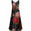 Lily | Black & Red Floral Sleeveless V-Neck Maxi Dress - Women