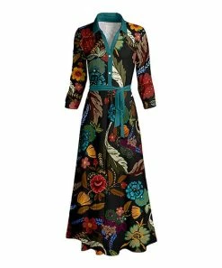 Lily | Black & Teal Floral Tie-Waist Maxi Shirt Dress - Plus