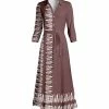Lily | Taupe & Cream Tie-Dye Border Tie-Waist Button-Front Maxi Dress - Women
