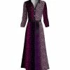 Lily | Purple Animal Print Patchwork Tie-Waist Button-Front Maxi Dress - Plus