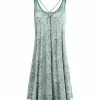 Lily | Aqua & Rose Faded Floral Crisscross Pleated Sleeveless Dress - Plus