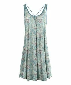 Lily | Aqua & Rose Faded Floral Crisscross Pleated Sleeveless Dress - Plus