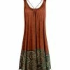 Lily | Rust & Turquoise Paisley Crisscross Pleated Sleeveless Dress - Women