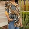 Lily | Brown & Yellow Floral Leopard Ruffle-Sleeve V-Neck Tunic - Plus