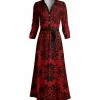 Lily | Black & Red Floral Button-Front Tie-Waist Maxi Dress - Women