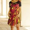 Lily | Red & Yellow Abstract Pocket Shift Dress - Plus